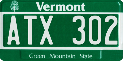 VT license plate ATX302