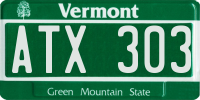VT license plate ATX303