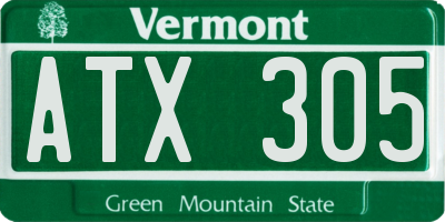 VT license plate ATX305