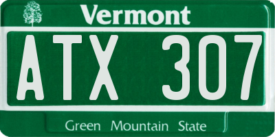 VT license plate ATX307