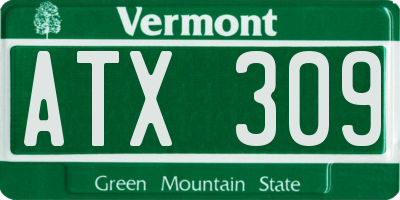 VT license plate ATX309