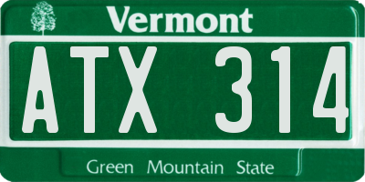 VT license plate ATX314