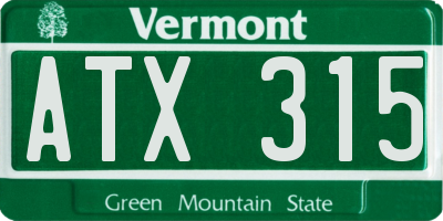 VT license plate ATX315