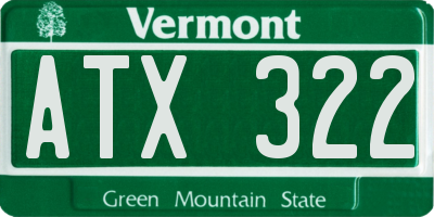 VT license plate ATX322