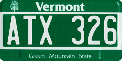 VT license plate ATX326