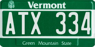 VT license plate ATX334