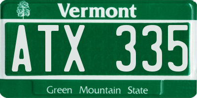 VT license plate ATX335