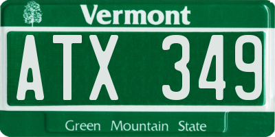 VT license plate ATX349