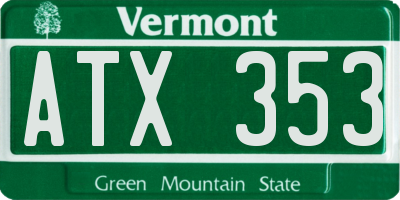 VT license plate ATX353