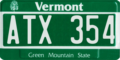 VT license plate ATX354