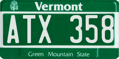 VT license plate ATX358