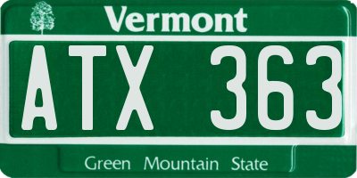 VT license plate ATX363
