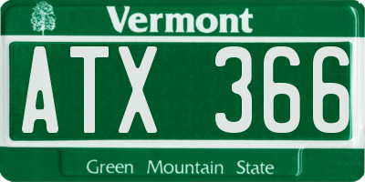 VT license plate ATX366