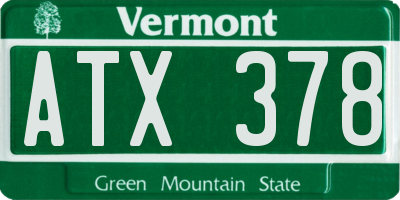 VT license plate ATX378