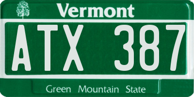 VT license plate ATX387