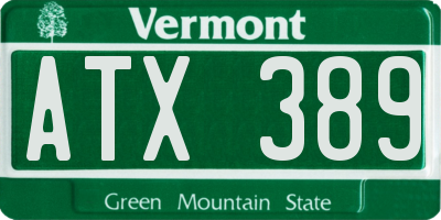 VT license plate ATX389