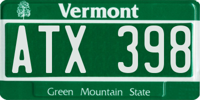 VT license plate ATX398