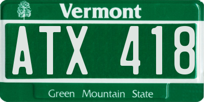 VT license plate ATX418