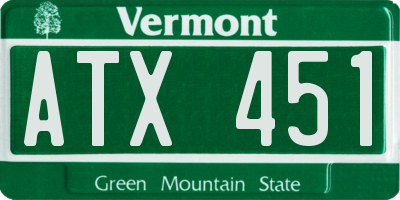 VT license plate ATX451