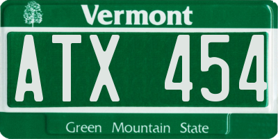 VT license plate ATX454