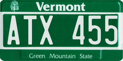 VT license plate ATX455