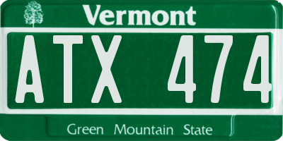 VT license plate ATX474