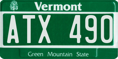 VT license plate ATX490