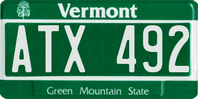 VT license plate ATX492