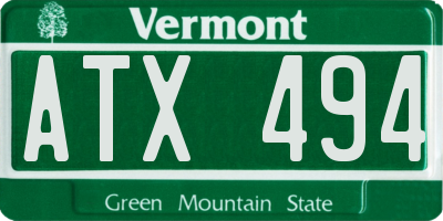 VT license plate ATX494