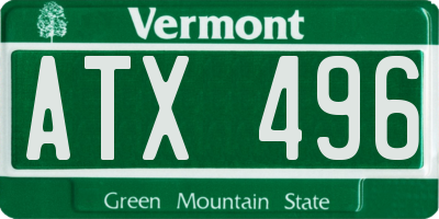 VT license plate ATX496
