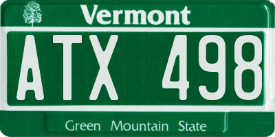 VT license plate ATX498