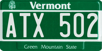 VT license plate ATX502