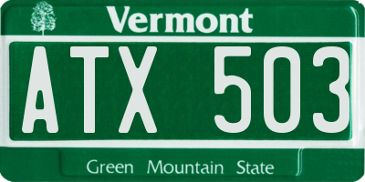 VT license plate ATX503