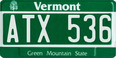 VT license plate ATX536