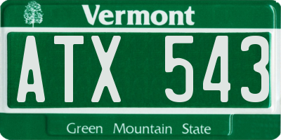 VT license plate ATX543