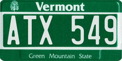 VT license plate ATX549