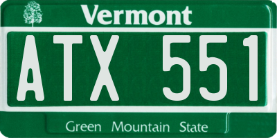 VT license plate ATX551