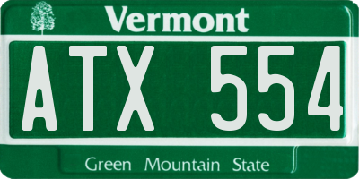 VT license plate ATX554