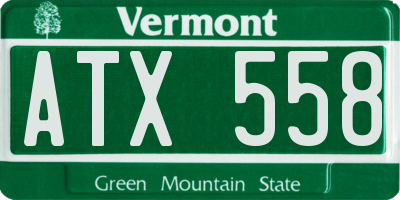 VT license plate ATX558