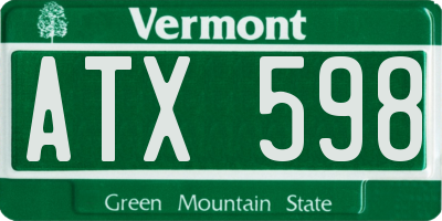 VT license plate ATX598