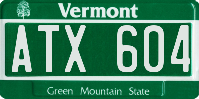 VT license plate ATX604
