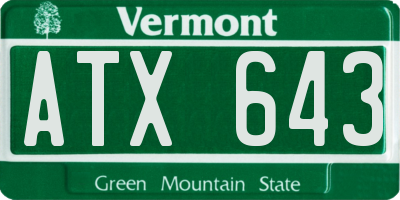 VT license plate ATX643
