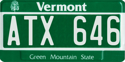 VT license plate ATX646