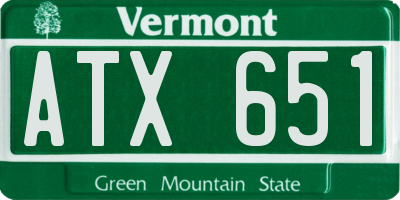 VT license plate ATX651