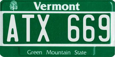 VT license plate ATX669