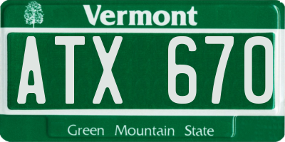 VT license plate ATX670