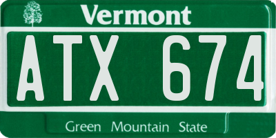 VT license plate ATX674