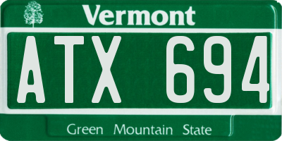 VT license plate ATX694