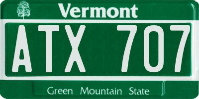 VT license plate ATX707