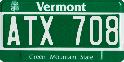 VT license plate ATX708